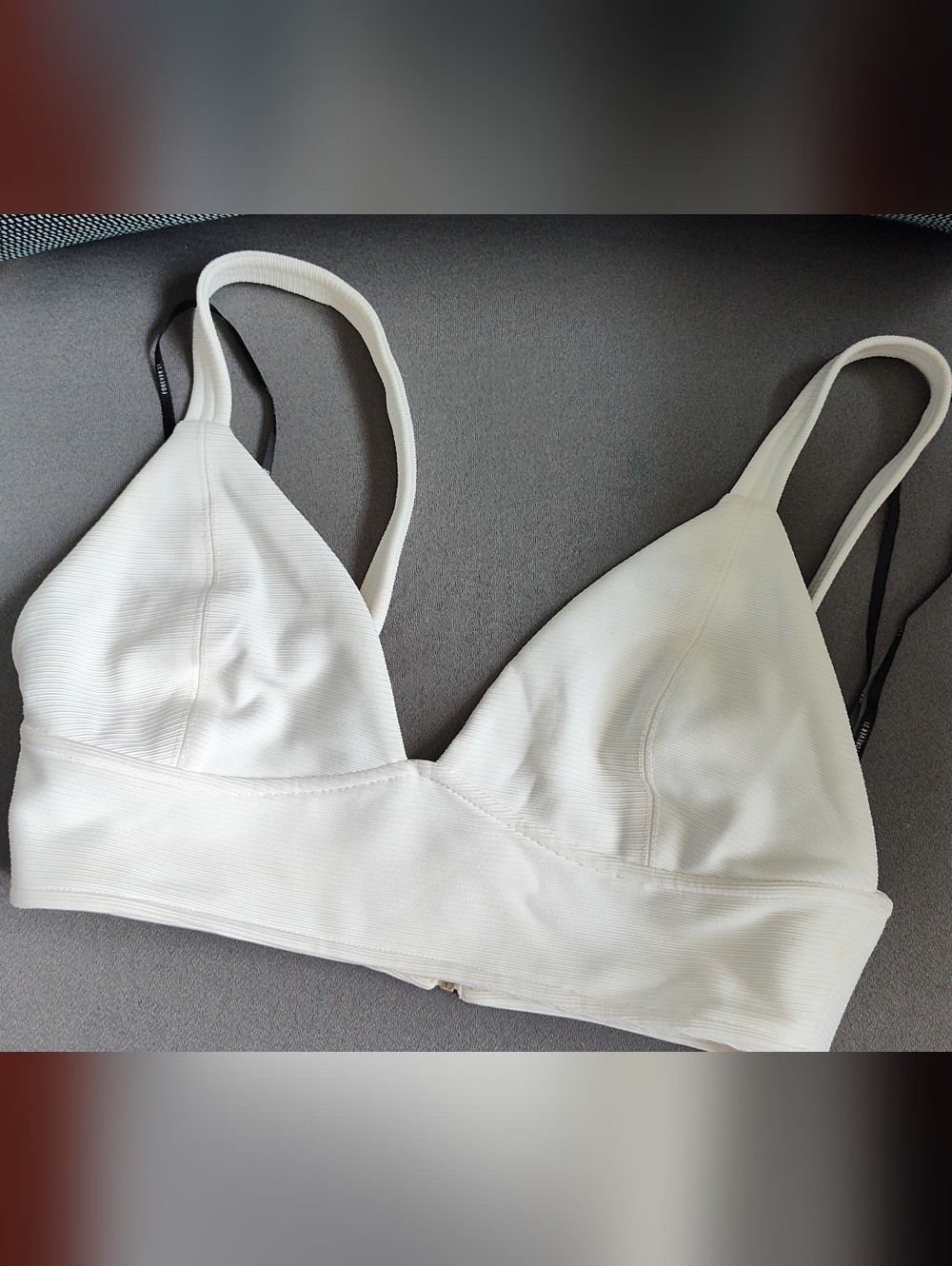 Forever 21 Women's  White Ribbed Bralette Size M Zipper